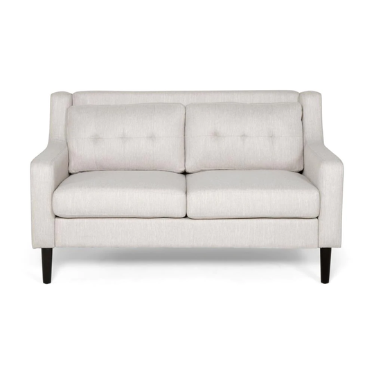 Best Selling Home Decor Galen Modern Beige and Dark Brown Polyester/Blend Loveseat in Off-White | 312358