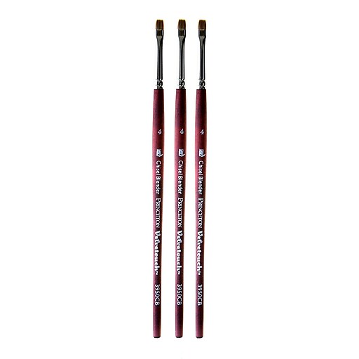 Princeton Velvetouch Mixed Media Brushes 4 chisel blender [Pack of 3] (PK3-3950CB-4)
