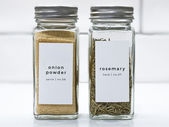 Minimal Style Spice Labels Customization Available Water & Oil Resistant Square Or Rectangle
