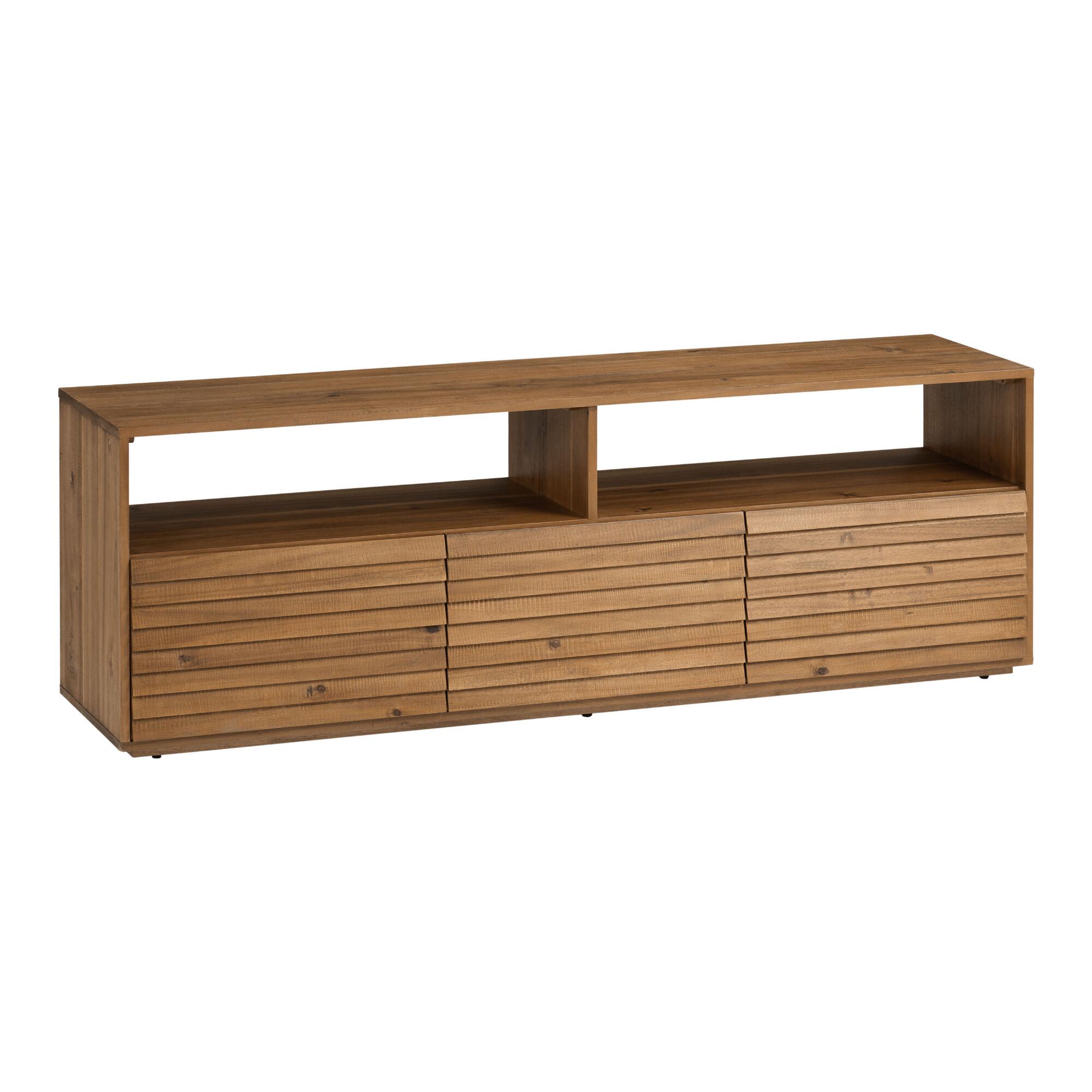 Rustic Wood Theo Modular Media Stand with Drawers: Brown by World Market