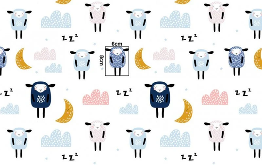 Sheep Cotton Fabric By The Yard, Sheep's Fabric, Lamb Fabric, Baby Fabric, Quilting Fabric Nursery, Sleeping Good Night, Blankets Nursery