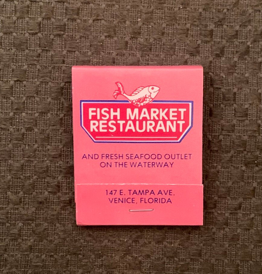 Vintage Matchbook, Fish Market Restaurant, Venice, Florida, Bombas Seafood & Lounge, with 20 Match Sticks, Free Ship in Usa