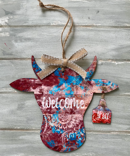 Blank Sublimation Hanging Cow Head With Tag For