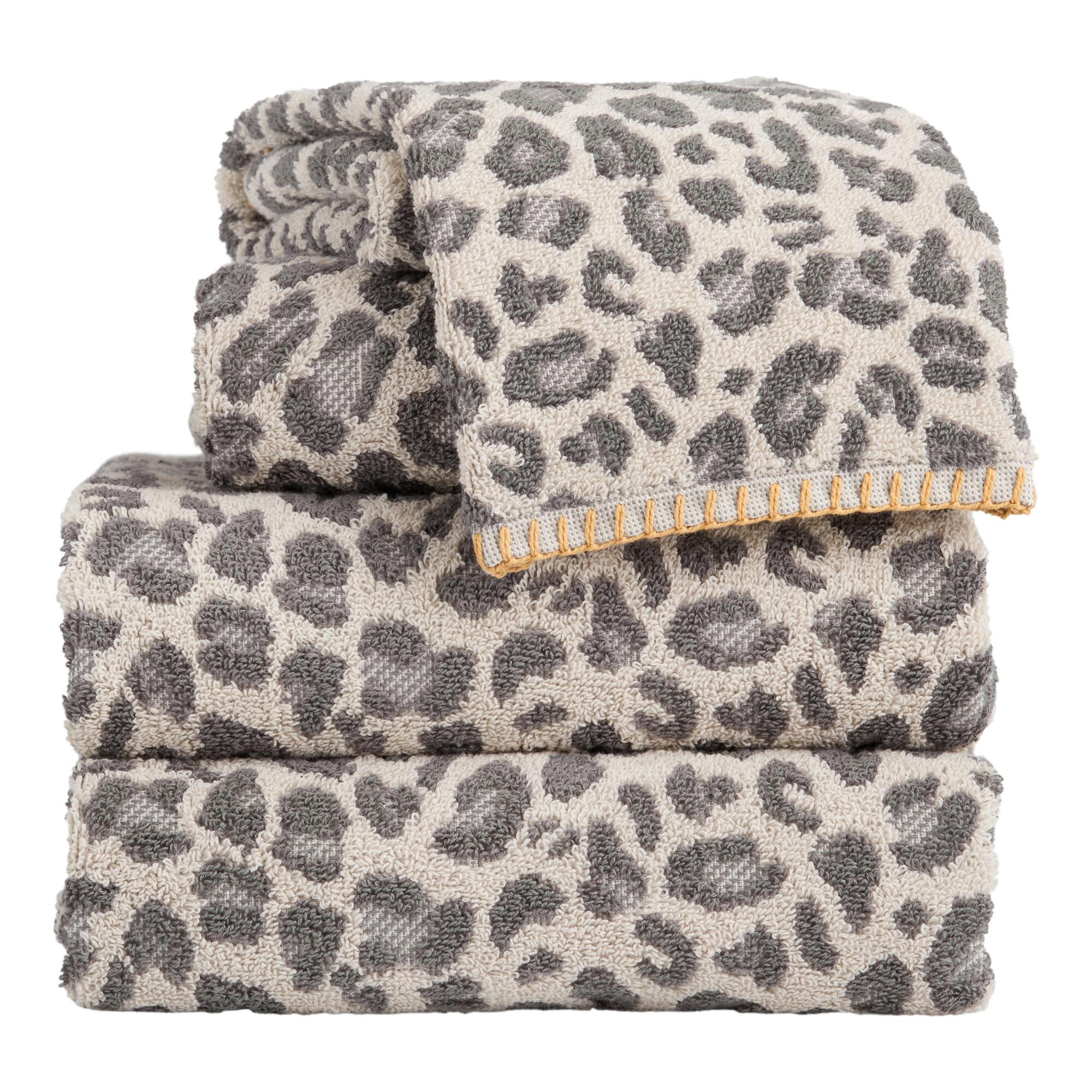 Gray and Ivory Leopard Print Towel Collection by World Market