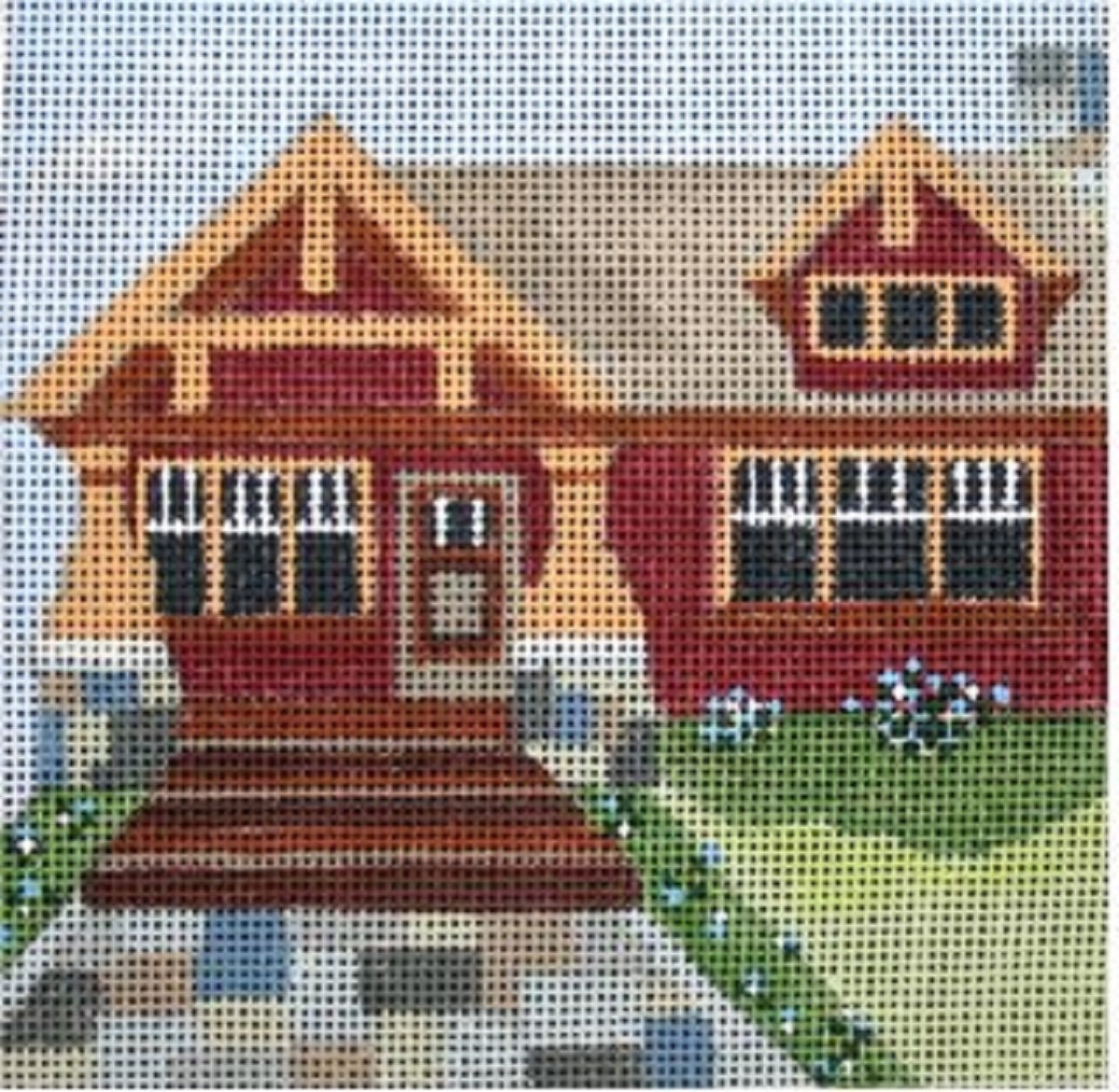 Needlepoint Handpainted Melissa Prince Craftsman House Homes Of America + Sg 5x5 -Free Us Shipping