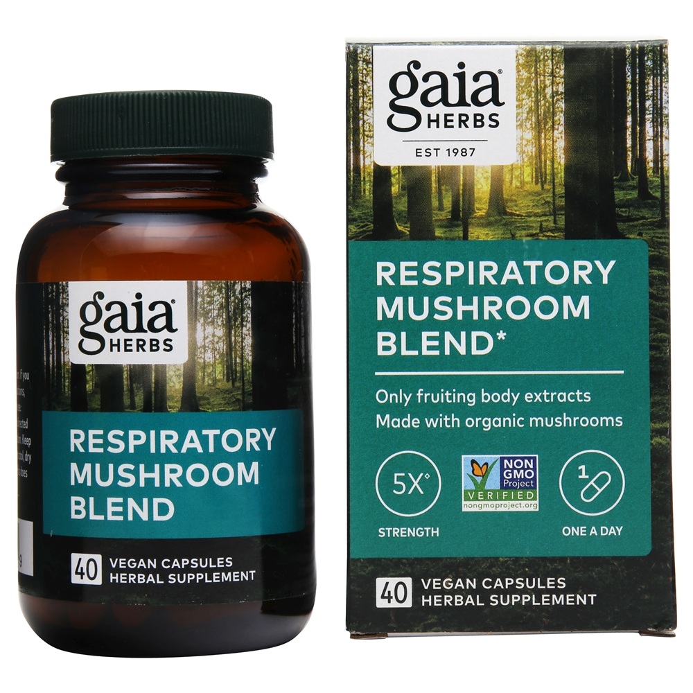 Gaia Herbs - Respiratory Mushroom Blend - 40 Vegan Capsules