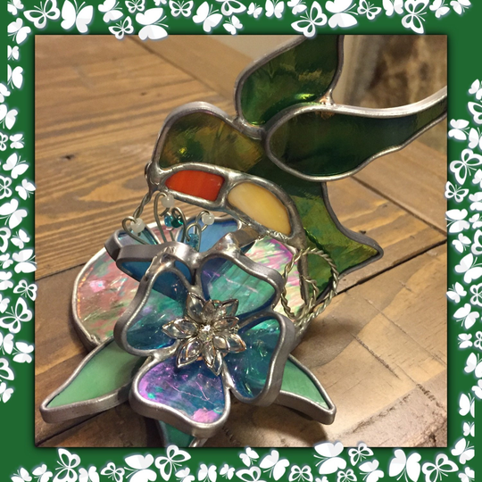 Hummingbird, Votive Candle Holder, Stained Glass, Hand Made, Custom Home Decor