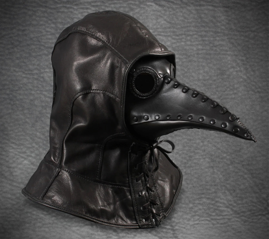 Plague Doctor Hood in Black Garment Leather