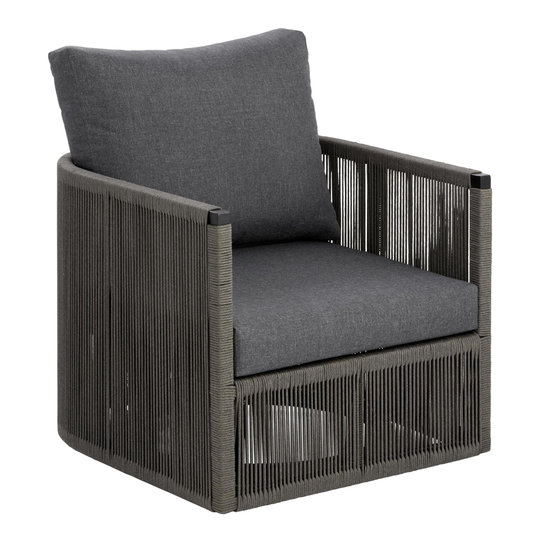 Dark Gray Rope Lorenzo Outdoor Patio Swivel Chair by World Market
