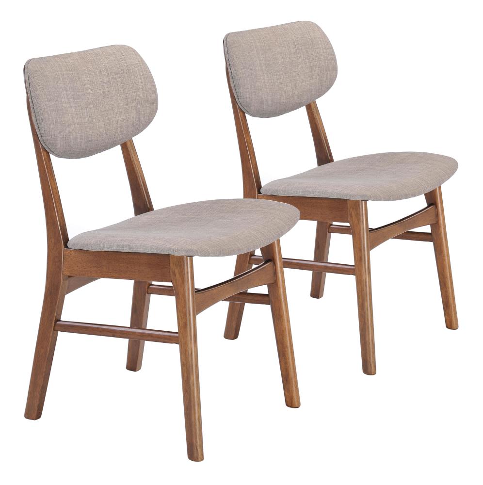 Zuo Modern Set of 2 Midtown Contemporary/Modern Polyester/Polyester Blend Upholstered Dining Side Chair (Wood Frame) in Gray | 100111