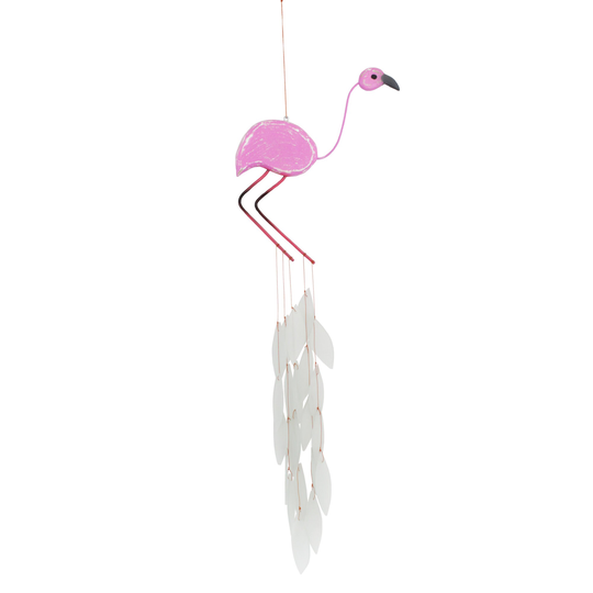 Pink Flamingo Tumbled Glass Wind Chime