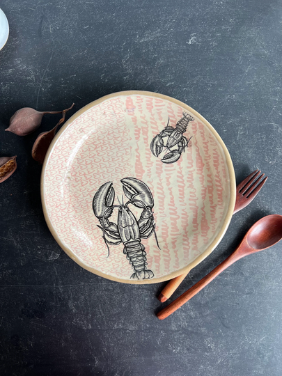 Lobster Bowl, Seafood Plate, Nautical Serving Platter, Lobster Dinnerware