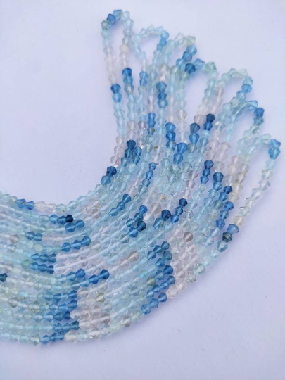 Aaa Multi Aquamarine Faceted Tear Drops Briolette, Gemstone Beads, 13 " Straight Drill Teardrop, Wholesale Beads