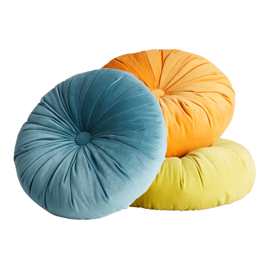 Round Tufted Velvet Throw Pillow: Yellow by World Market