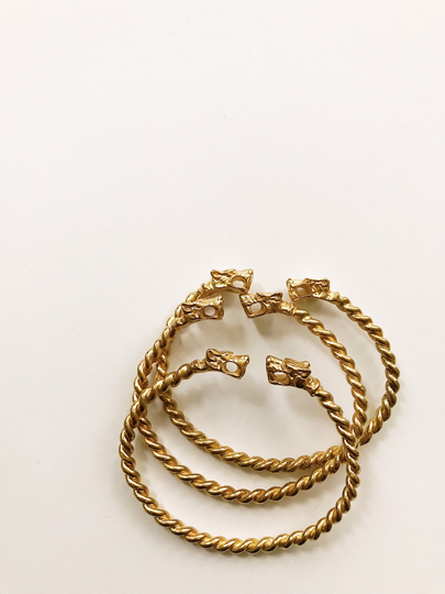 Atum Guardian Cuff // Brass Textured Bracelet, Wolf African Jewelry, Egyptian Gold Bangle, Bracelet