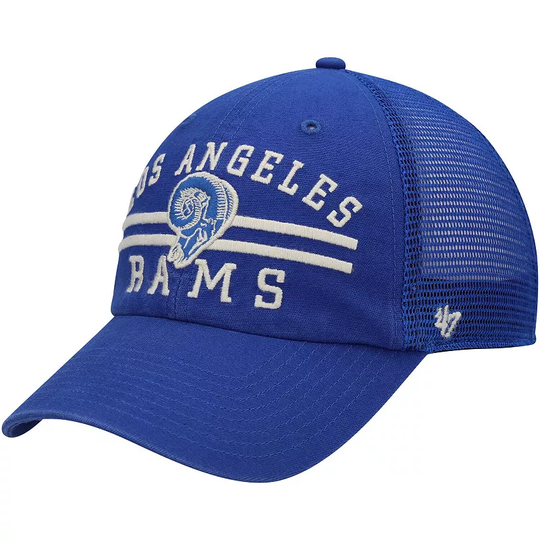 Men's '47 Royal Los Angeles Rams Legacy Highpoint Trucker Clean Up Snapback Hat, Blue