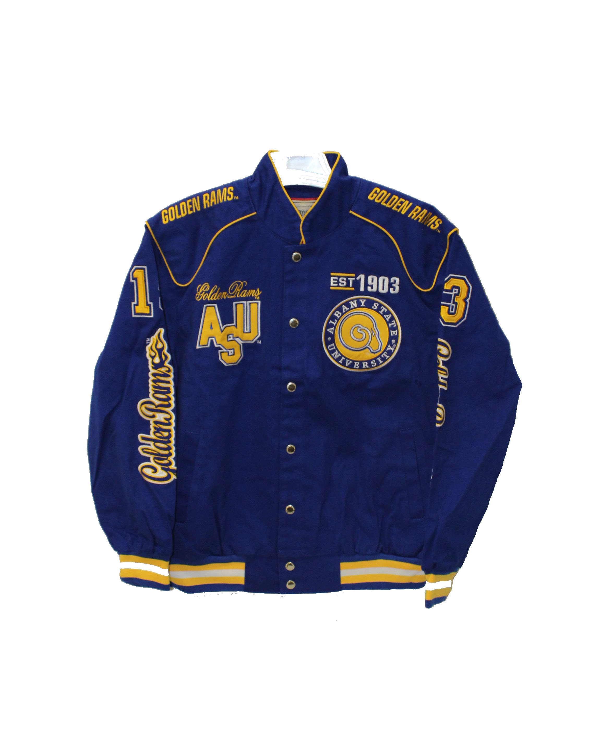 Albany State Golden Rams Crest & Est Date On Snap Racing Jacket