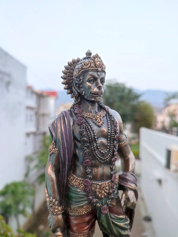 Hanuman Statue - 10.5 Inch Lord , Bajrangbali Idol Ram Bhakt Hanuman, Hindu God Of Strength & Power, Bronze Finish