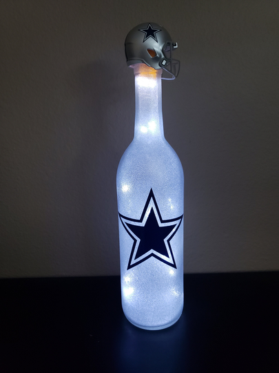 Dallas Cowboys Lighted Bottle, Fan, Gift, Football, Decor, Birthday, Display, Football Gift