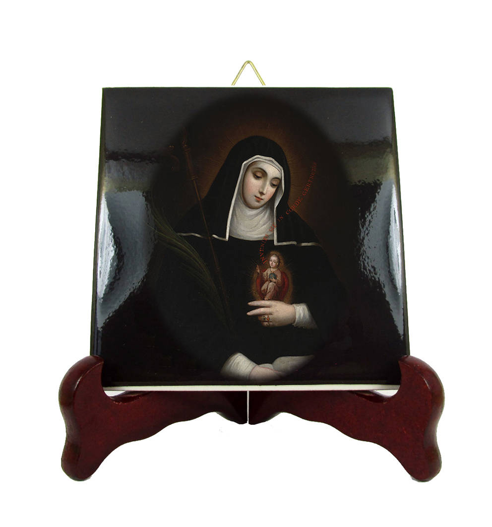 Catholic Saints , Saint Gertrude , The Great , Gertrude, The Great, Icon On Tile, St Getrude, Saint Of Helfta, Helfta
