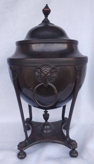 Antique Old Vintage English Georgian Rams Head Bronze Tea Coffee Urn