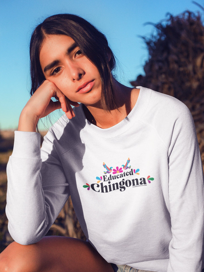 Educated Chingona Unisex Heavy Blend Crewneck Sweatshirt, Educada, Badass, Graduada