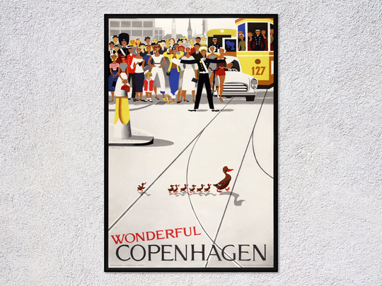 Copenhagen Vintage Travel Poster | Denmark Print Danish Travel