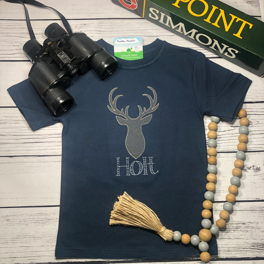 Deer Shirt, Rack, Antlers With Monogram Monogrammed Buck Shirt Or Gingham Short Set, Toddler Boys Clothing