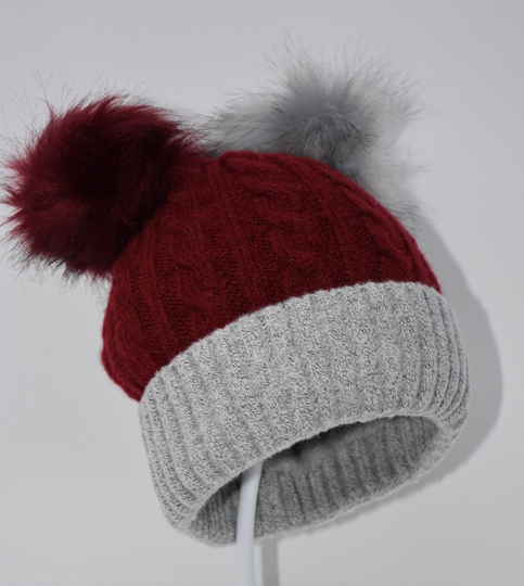 New, Wool Blend Knit Hat, Beanie Hat With Two Pom Pom, Pom.christmas Gift