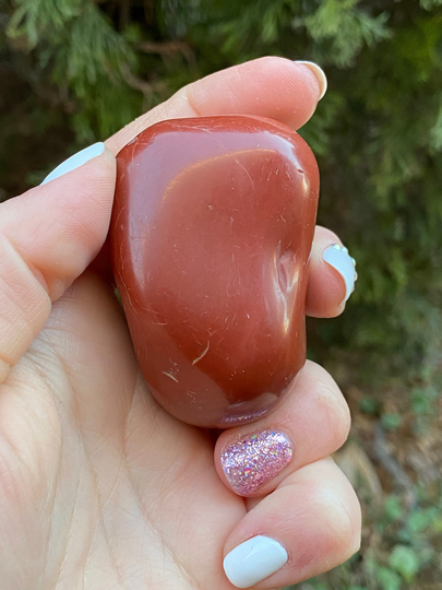 Beautiful Red Jasper Palm Stone