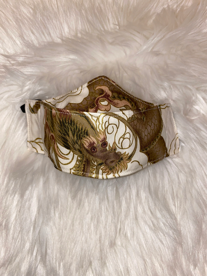 Kids & Toddler 3D Style Mask in Gold Dragon Print