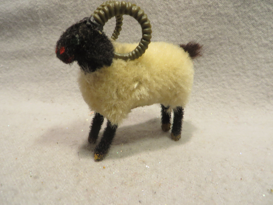 Vintage Miniature Kunstlerschutz Handwork West Germany Flocked Animal Figurine - Ram