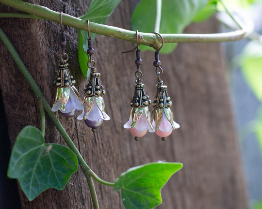 Vintage Pearl Flower Earrings, Fairy Hand Fasting, Fairytale Wedding Jewelry, Costume