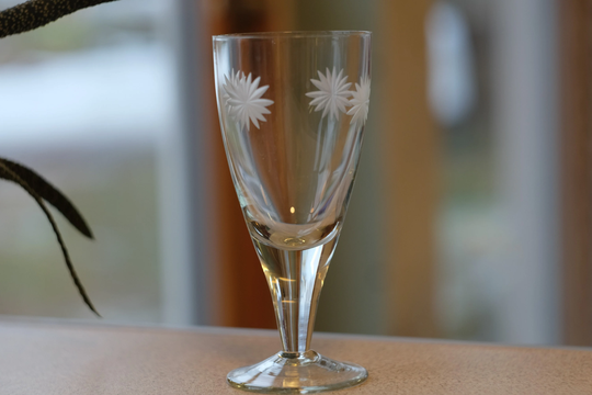 Vintage Etched Wine Glass