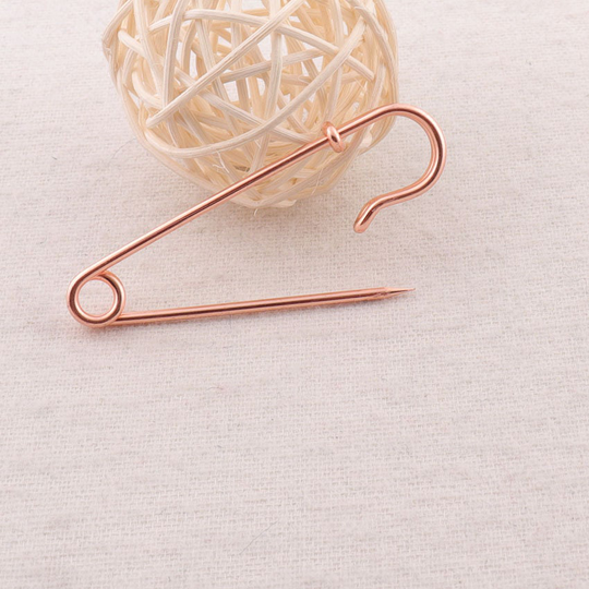 2 1/2"(65mm, 15Pcs, Rose Gold Safety Pins Brooch Stitch Markers Metal Bar Fasteners | Sp7003