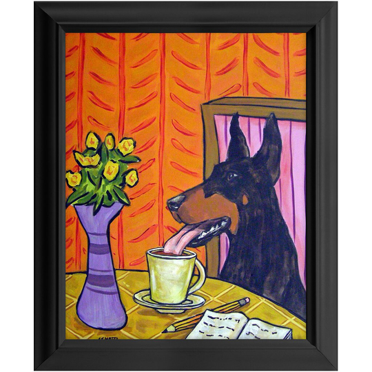 Doberman Pinscher Dog Art Print 11x14 Ready To Hang Coffee Animal Decor