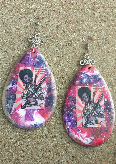 Handpainted Black Panther Party Earrings