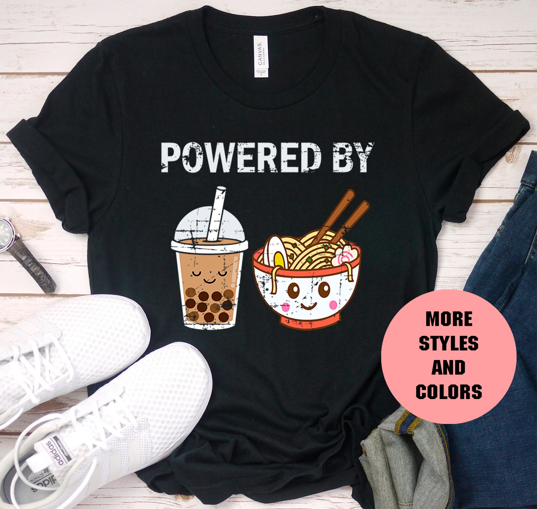 Powered By Boba & Ramen Shirt/Sweatshirt Hoodie Tank Top