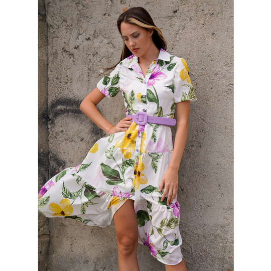 Linen Blend Floral Maxi Dress