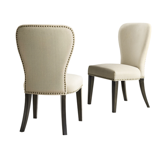 Alaterre Furniture Set of 2 Savoy Casual Polyester/Polyester Blend Upholstered Dining Side Chair (Wood Frame) in Off-White | ANSV02FDC