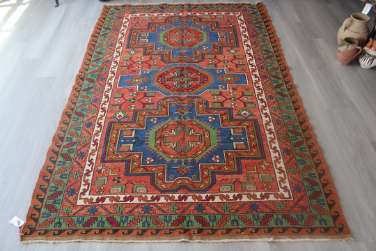 Vintage Soumak Kilim, Ethnic Large Kilim, Kelim Teppich, Bohemian Rug/5'4"x8'2" N-642