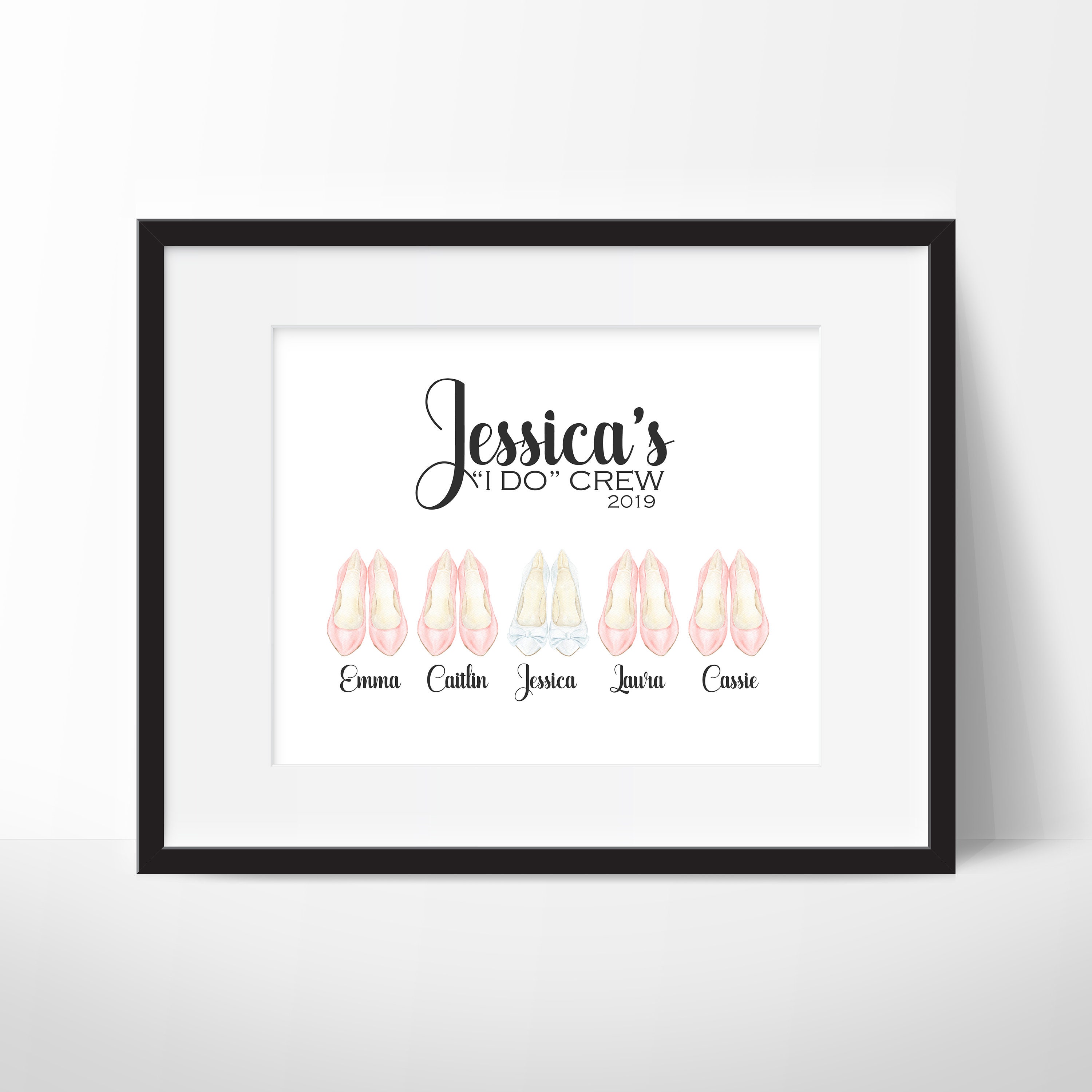 Personalized Bridesmaid Print, Custom Shoe Print For Bridal Party, I Do Crew Gifts