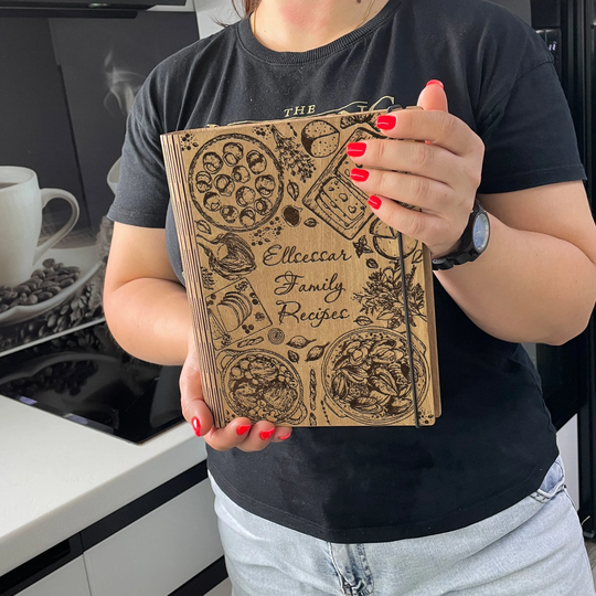 Wooden Recipe Book, Gift For Mom, Vintage Personalized Book Eco Friendly Gift, Cooking