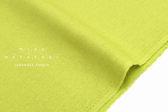 Japanese Fabric Linen Blend Canvas Solids - Lime Green 50cm