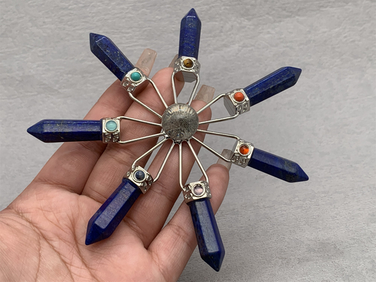 4.7" Natural Lapis Lazuli Chakela,hand Carved Chakela, Crystal, Reiki Healing Figurine,holiday Gift