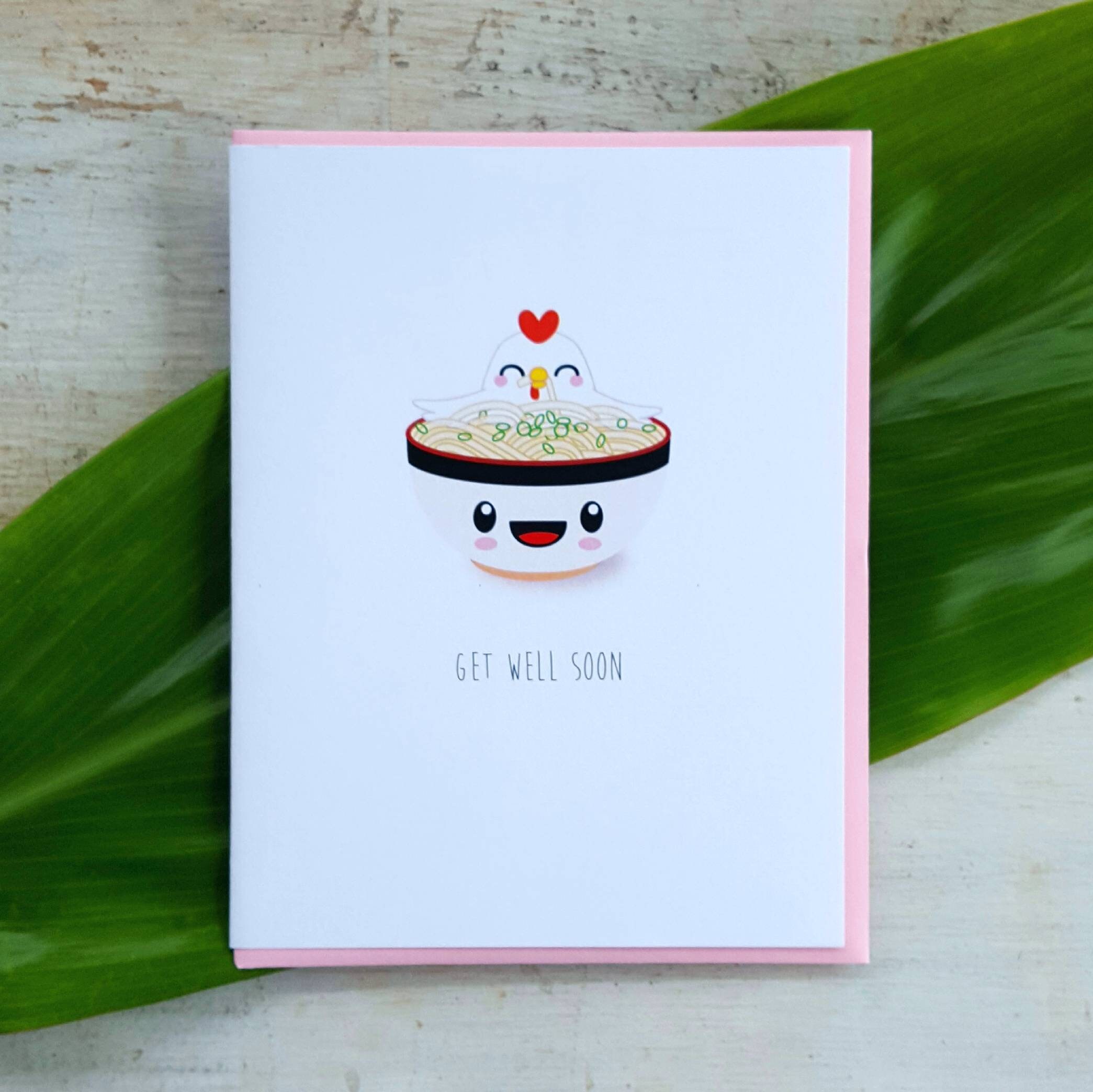 Get Well - Chicken Long Rice Note Card A2