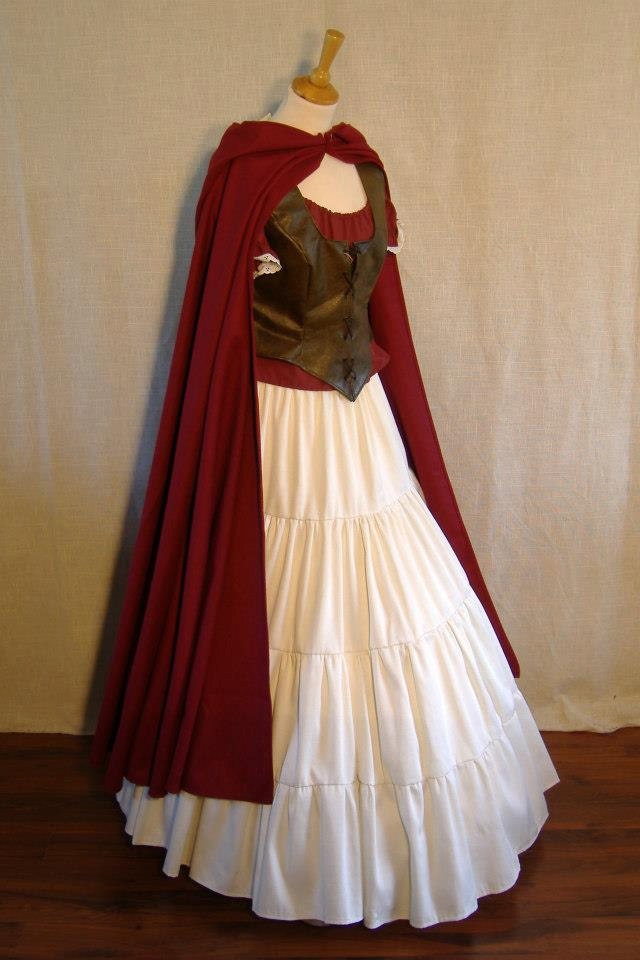 Red Ridinghood/Hooded Cape Wool Blend Cloak Fantasy Medieval Coat Victorian /Larp Outlander