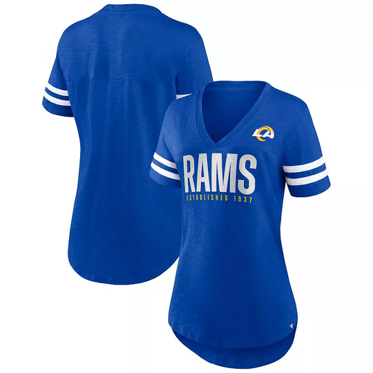 Women's Fanatics Branded Royal Los Angeles Rams Speed Tested V-Neck T-Shirt, Size: 3XL, Blue