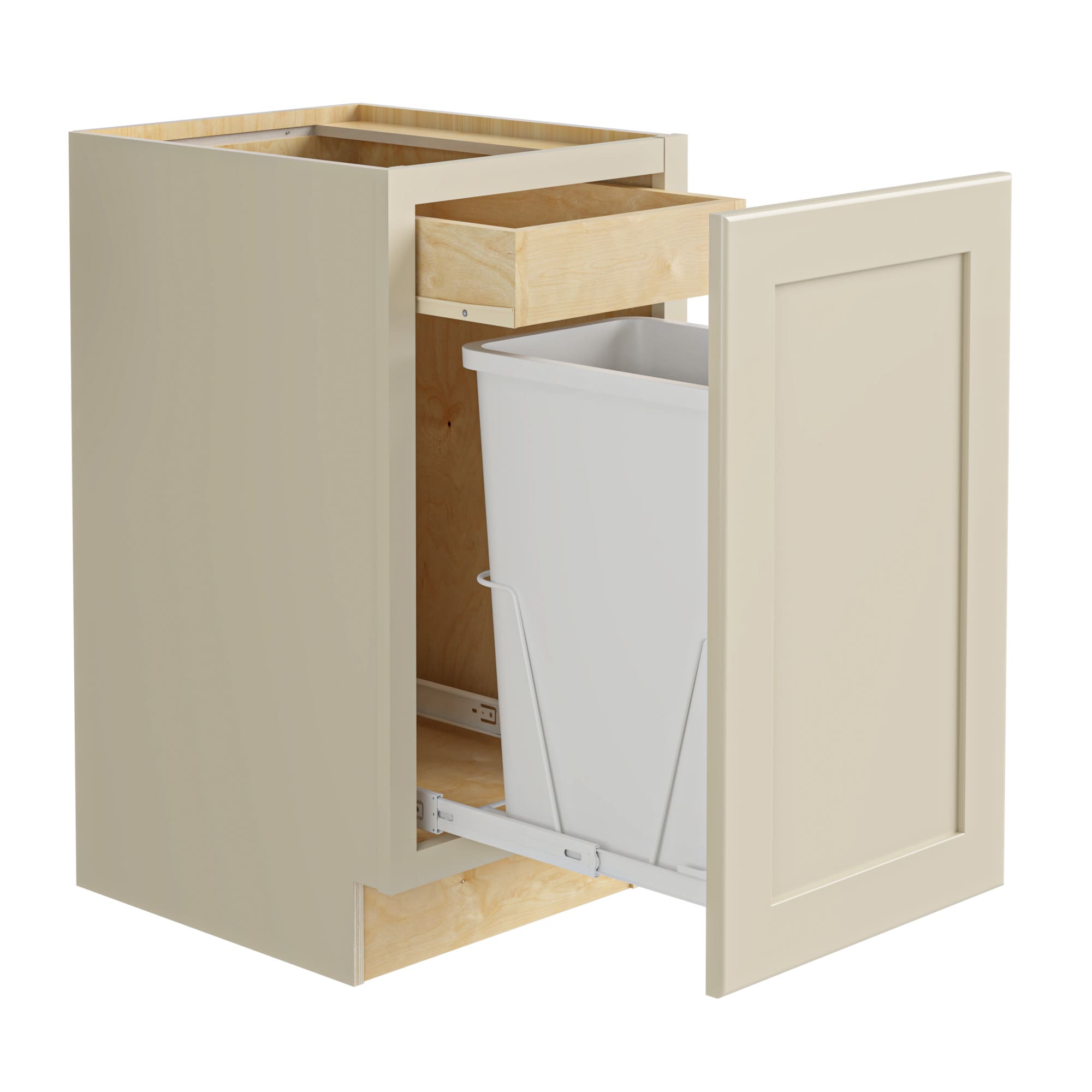 Luxxe Cabinetry 15-in W x 34.5-in 34.5-in H x 24-in D Norfolk Blended Cream Painted Door and Drawer Base Fully Assembled Semi-custom Cabinet