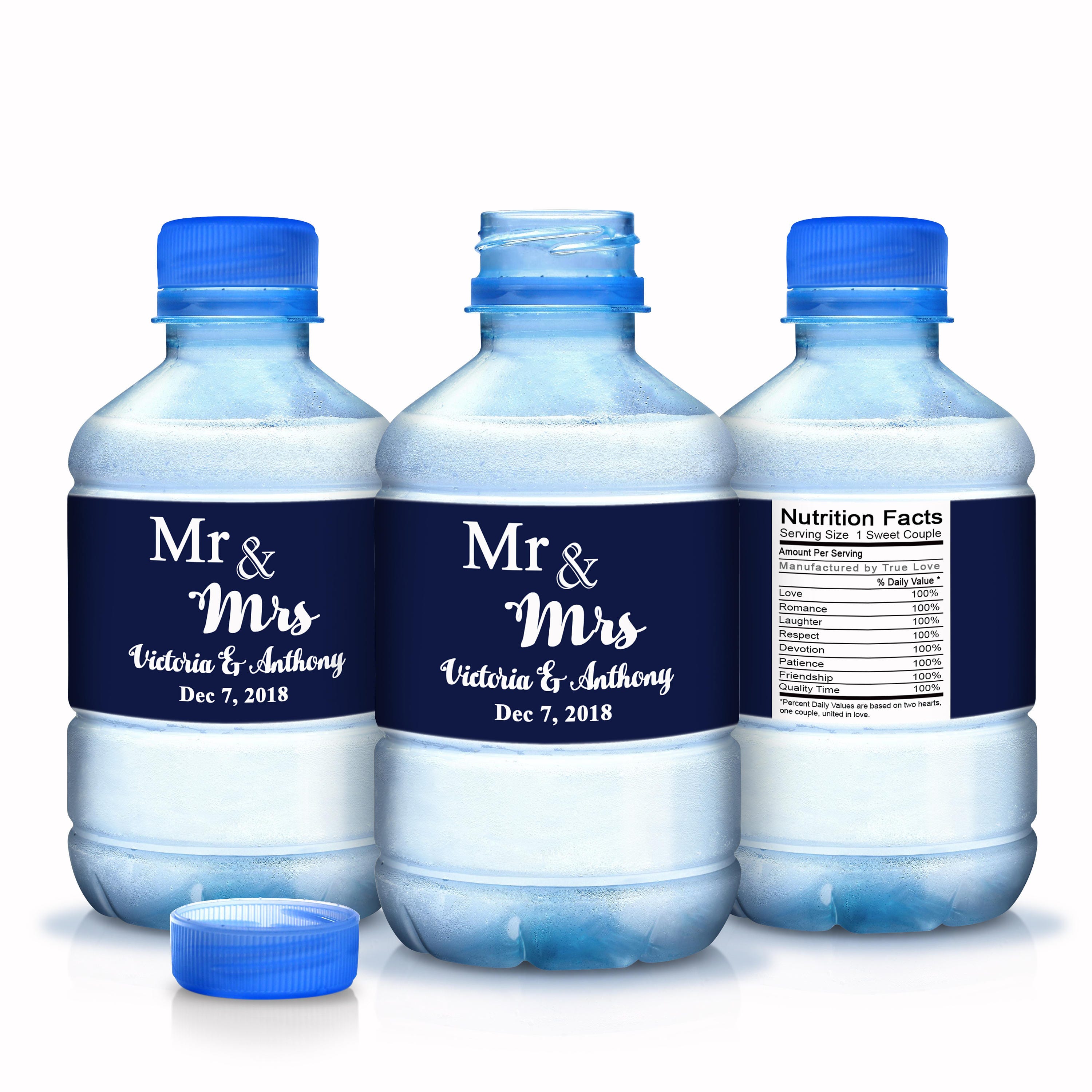 30 Personalized Wedding Water Bottle Labels - Bottled Wraps Stickers